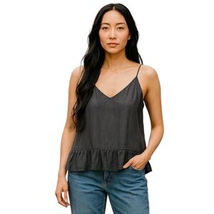 GAP Elevated Basic NWT Black Sleeveless Double Strap Flowy‎ Top Sz 4 Clean Lines
